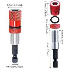 2pcs Adjustable Depth Screwdriver Bit Holder Magnetic Steel Screwdriver Bits For Drywall, 1/4" Hex Shank With 2pcs S2 Screwdriver Bits - One Size - View 3