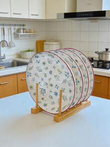 2 Peças Conjunto de Pratos de Jantar Cerâmicos Florais de 8 Polegadas, Travessas de Servir Redondas de Cerâmica para Uso Doméstico, Conjunto de Louça com Padrão de Flores Minimalista de Alta Qualidade, Pratos de Salada e Bife, Pratos de Sobremesa, Cozinha e Jantar, Forno e Micro-ondas - Multicolorido - Visão 10