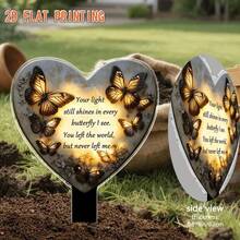 2D Flat Butterfly & Floral Garden Decor Sign, Suitable For Lawn, Cemetery, Flower Bed, Outdoor Decoration - Bronze - View 4