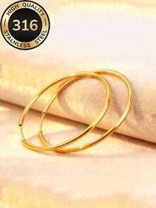 高品质316不锈钢大号耳环，18K镀金防褪色，舒适百搭，简约优雅设计，适合日常佩戴或参加派对，是母亲节、周年纪念日、情人节送给女性的精致礼物。 - hoop耳環 - 查看 12