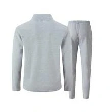 2-częściowy zestaw męski, modna minimalistyczna kurtka zapinana na zamek z kołnierzem i kieszeniami + spodnie ze ściągaczem w pasie, lekka tkanina poliestrowa, odpowiednia na wiosnę/jesień, na co dzień, na święta, prezent dla chłopaka - Szary - Zobacz 3