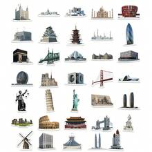 65 World Famous Building Cartoon Stickers Graffiti Suitcase Notebook Scooter Waterproof Stickers - View 6