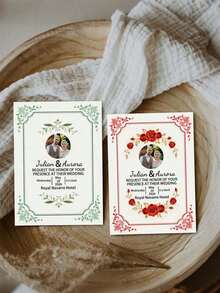 Customized Wedding Invitation, Customized Photo Wedding Invitation Card, Wedding Greeting Card, Wedding Invitation, Can Customize Photo, Name, Time, Location Information - Multicolor - View 2