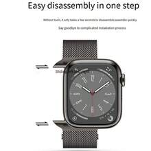 1pc Unisex Classic Stainless Steel Dual-Buckle Magnetic Milanese Loop Band Compatible With Apple Watch Series 10 9 45mm-38mm, Series Ultra/SE/10/9/8/7/6/5/4/3/2/1, Black Fashionable Band, Smart Watch Band, Watch Band Accessories, Breathable Non-Sweat, Popular Spring/Summer Item - Black - View 10