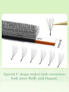 12 Rows 0.07 D 4D U-Shape Eyelash Extensions, Premium U-YY Lashes, Lash Tech Supplies,Soft & Fluffy Premade Fans Lash Clusters, False Eyelashes - D - View 3