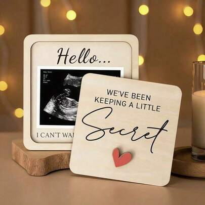 1pc,DIY Mother's Day Decoration Photo Frame, Ultrasonic Photo Frame Pregnancy Announcement Baby Announcement Sign Wooden Souvenir, Festival Gift For Mother, Happy Mother's Day