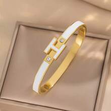 1pc 18K Gold Plated Women's H-Shaped Bracelet, Exquisite Jewelry Bracelet, Best Gift For Women On Easter, Christmas, Mother's Day (No Gift Box) - Letter H - View 15