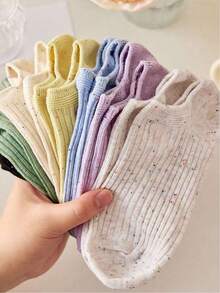 5/10 Pairs Women Short Socks, Polka Dot And Striped Design, Suitable For All Seasons, Random Colors - Multicolor - View 1