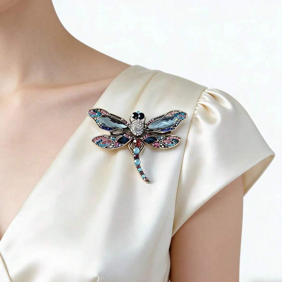 1pc Elegant Dragonfly Fashion Brooch, Versatile Daily Wear Accessory For Clothes & Bags - Multicolor - View 1