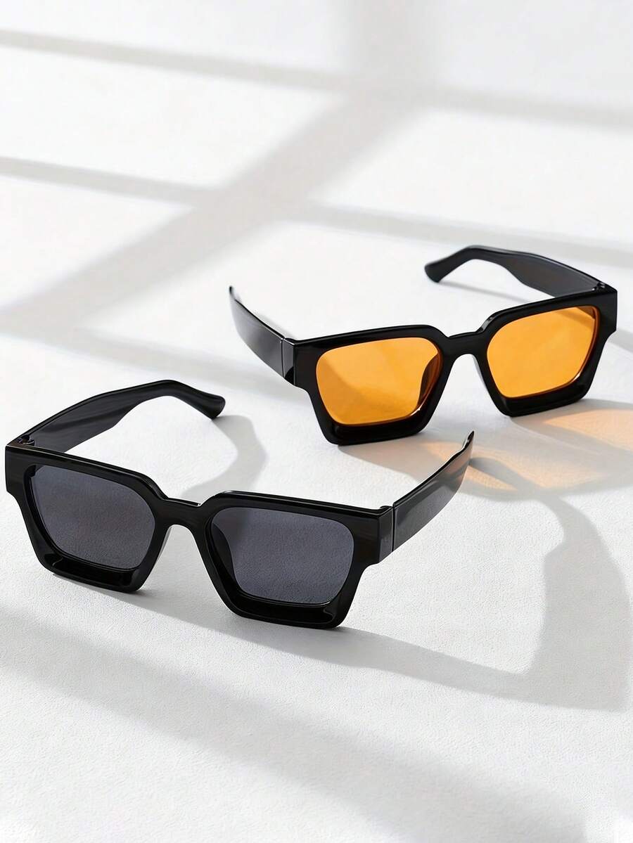 2 chiếc kính thời trang gọng dày cổ điển, kiểu dáng đường phố, đa năng, phù hợp đeo hàng ngày. - Nhiều màu - Xem 1