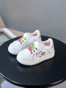 1 Pair Beautiful Lightweight Comfortable Kids' Sports Shoes, Fashion Design Suitable For Indoor, Outdoor And School Wear - White - View 2
