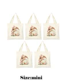 5/10pcs Mini/S/M/L Size Reusable Cute Rabbit Bow Heart Pattern Canvas Gift Bags Party Favor Bags Set, Birthday Party Kids Theme Party Gift Bags Baby Shower Back To School Graduation Party Theme Party Thanksgiving Christmas Anniversary Party Gift Packaging Bags Essential - View 17