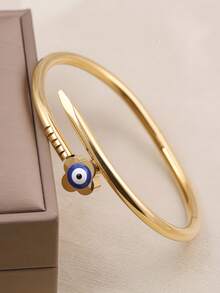 3pcs/1pc Fashionable Blue Eye Series Bracelet Set, Suitable For Daily Wear, Music Festival, Halloween Gift, Stainless Steel Stackable Bangle - Eye - View 16