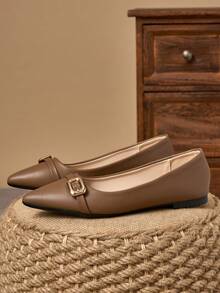 Zapatos de mujer de punta afilada con diseño slip-on, para uso casual y de fiesta, color marrón moca, adecuados para primavera/verano, actividades diarias al aire libre, versátiles - Marrón Mocha - Ver 6