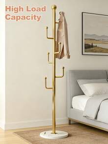 Tree Coat Rack Stand With Clothes Basket, Gold Coat Rack Freestanding Clothes Rack, Purse Rack Hat Rack Stand, Golden Clothes Rack With Metal Frame, Bedroom Storage Organizeration, Home Decor, Morden Style, Coat Stand Fits Entryway Bedroom Office For Bags, Hats - Vàng - Xem 7