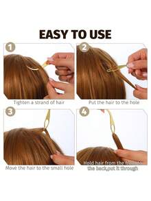 6件套编发锁扣工具，Sister Lock编发固定工具，8种编发造型工具，Sister Lock编发钩针套装，假发和接发必备工具 - 金色 - 查看 4