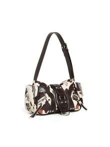Sac à bandoulière de motard de conception de niche, sac bandoulière imprimé léopard, sac à bandoulière de style de rue pour les déplacements quotidiens, polyvalent - blanc marron - Voir 7