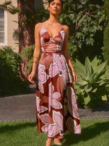 Vestido largo elegante y de moda para mujer de SUNSTORY, con ajuste ceñido, estiloso y con caída fluida y romántica, adecuado para vacaciones, ir al trabajo, citas, fiestas, exposiciones de arte, playa, salidas diarias, festivales de música, carnaval - Rojo - Ver 3