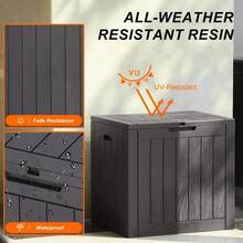 Waterproof Outdoor Storage Box 31 Gallon Resin Deck Box UV Protected Indoor Outdoor Organizer - Brown-2 - 查看 4