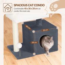 HaluPeit Cat Tree, 75 Cm Small, Multi-Level Cat Tower With 2 Sisal Scratching Posts, Cozy Caves, Resting Platform, Top Viewing Platform, Pom-Poms - Dark Grey - View 4