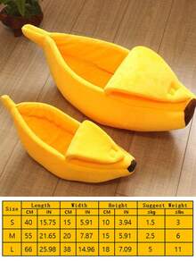 1pc Removable & Washable Banana Shaped Pet Bed, Enclosed & Warm Dog/Cat Bed For Small Pets - Yellow - View 2