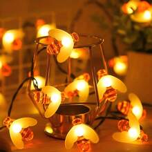 Solar Powered LED String Lights, 8 Modes Waterproof Outdoor Fairy Lights For Garden Patio Party Holiday Decor Warm White & Multi Color - Solar-powered Little Bee - View 13