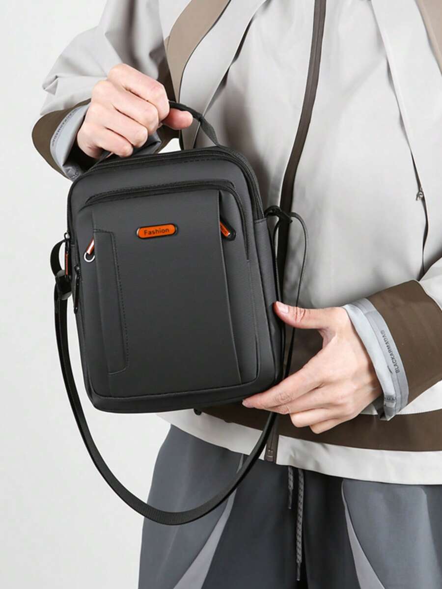 男士休闲斜挎包，商务通勤单肩包，新款竖款小手提包