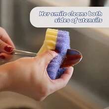 1pc  Face Pattern Double-Layer Temperature-Sensitive Cleaning Sponge (Random Color) - Modern Round Quick-Drying Cleaning Pad, Cartoon Design, Suitable For Kitchen, Living Room, Car, Glass, Etc. - Multi-Functional Household Sponge, Won't Scratch Cleaning Pads, Can Be Used For Cleaning Tableware, Etc. - Nhiều màu - Xem 5