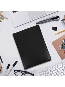 Carpeta ejecutiva de piel con compartimento para calculadora Carpeta de oficina - Negro - Ver 6