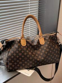 1个18.5*8.27*10.63英寸旅行手提包，带干湿分离设计，简约百搭通勤新款多功能手提包，大容量短途商务旅行行李收纳包，轻便学生单肩包 - 卡其色 - 查看 4