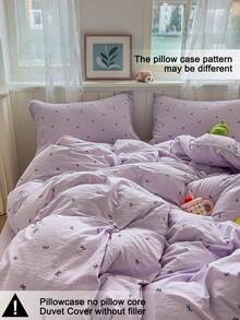三件套可爱蝴蝶结印花被套，超柔软透气，采用优质超细纤维和抗皱面料制成，四季皆宜。可机洗，不易褪色，不易起球，不易缩水，不易起皱。简约清新的INS风设计，营造迷人卧室氛围。易于打理的床上用品套装，适用于特大号/大号/标准双人床/单人床。适合家庭、宿舍、公寓、酒店、度假租赁和送礼。 - 彩色 - 查看 4