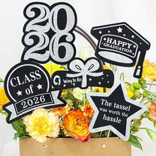 kumozawa 5pcs Colorful 2026 Graduation Cap With Star Pattern Paper Decorations | Desktop Center Decor, Graduation Party Decorations, Graduation Celebration Party Supplies, Party Favors, Graduation Party Decorations - 5pcs - View 6