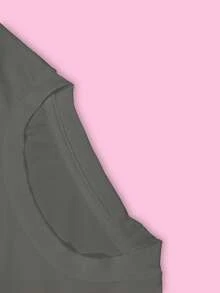 Solid Color Cropped T-Shirt, Y2K Spring/Summer Short-Sleeved Cropped Top, Women's. - Dark Grey - View 3