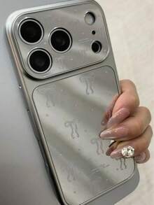 Casing Ponsel Anti Guncangan dengan Elemen Cermin, Desain Pita, Layar Cermin, Perlindungan Penuh, Kompatibel dengan iPhone 17/17 Pro/17 Pro Max, Casing Pelindung Gaya Korea Elegan, Kompatibel dengan iPhone 16/16 Pro Max, Model Baru 14, Hadiah Ulang Tahun, Ulang Tahun Pernikahan - Perak - View 6
