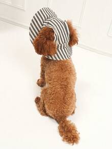 1顶涤纶可爱宠物遮阳帽，带耳孔，可调节防滑设计，适合小型犬全年户外活动佩戴 - 黑色 - 查看 8