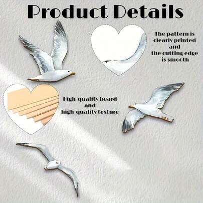 畅销木制海鸥壁挂，轻质木质材料，客厅沙发背景装饰