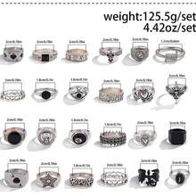 24件套男士戒指，百搭个性嘻哈风格暗黑骷髅多关节可叠戴指环配饰 - 24件套裝戒指 - 查看 5
