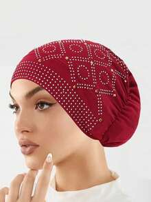 1pc New Fashion Rhinestone Crystal Lace Muslim Underscarf Cap Headwrap For Women - Color - View 11