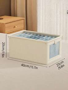 1/2 pièces Boîtes de rangement pliables en tissu avec fenêtre, bacs de rangement pour armoire pour vêtements, jeans, jouets et divers pour le salon, grands contenants de rangement en tissu pour la maison - Blanc - Voir 8