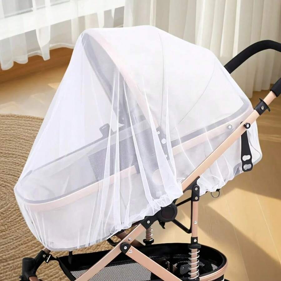 Stroller Mosquito Net: Full Coverage, With Dense Mesh For Enhanced Insect Protection, Polyester Outdoor Mosquito Net For Strollers - White - View 1