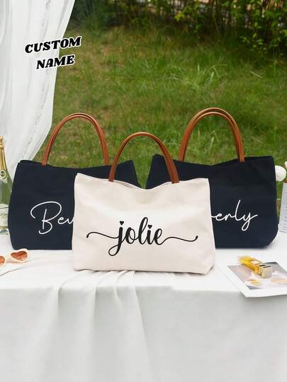 Pungi personalizate pentru domnișoare de onoare, pungă cadou pentru domnișoare de onoare cu nume, geantă de plajă pentru domnișoare de onoare, geantă de nuntă, cadou pentru petrecerea miresei, geantă de mireasă, cadou de plajă
