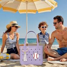 2 Pcs Tennis Beaded Charms With Tassels Bogg Bags - Sporty Beach Bag Accessories, Compatible With Simply Other Rubber Beach Bags - 升級版網球 - 查看 7