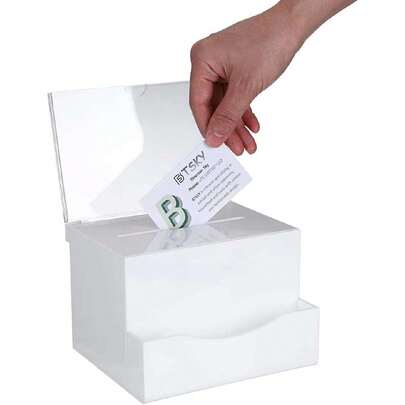 - Caja de sugerencias de acrílico con cerradura, caja de donación de acrílico con soporte para letreros, urna de oficina con caja de colección de bolsillo para buzón de bloqueo de votación, caja,42362170