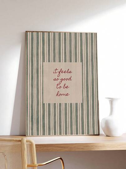 1 pieza Impresión "Se siente tan bien estar en casa", decoración de pared a rayas verde salvia estilo retro, decoración de pasillo vintage acogedora, cita minimalista para el hogar, el regalo ideal para amigos, impresión de arte para dormitorio, decoración de sala de estar, decoración de oficina, decoración de cocina, decoración de baño, arte de pared, decoración de pared, decoración del hogar, decoración de habitación, arte de pared en lienzo, pósteres, arte de pared con marco, marco opcional