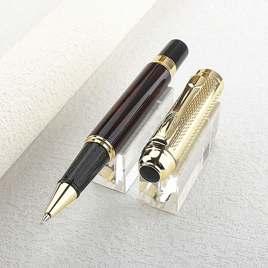 Luxury Business Rollerball Pen | Red & White With Gold Trim | Refillable Signature Pen For Office & Gift | Premium Writing Instrument - 821 White - View 1