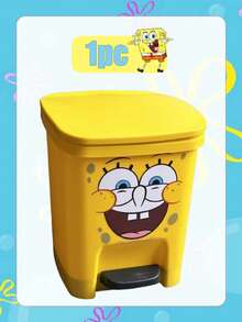 SpongeBob SquarePants SpongeBob Themed - Cute Cartoon Funny Expression Trash Can. This Is A Large Capacity Trash Can Suitable For Living Room, Bedroom And Outdoor Activities. - Yellow - View 24