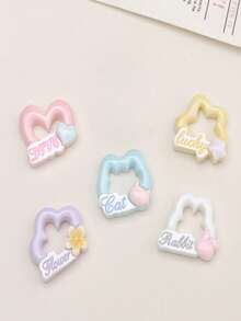 1件卡通DIY树脂饰品配件，字母形状相框，奶油胶发夹，手机壳，鞋扣，钥匙扣，吊坠 - A - 查看 1