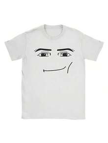 COOL SUMMER Anime Robot Robloxs Face TShirts Men Fun Tees Crew Neck Short Sleeve T Shirts Men Clothing Harajuku T Shirts Men Vacation Outfits - White - View 1
