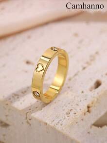 2/1pc Golden Jewelry Set, Sophisticated And Stainless Steel Ring, Ideal For Intimate Dating, Upscale Party Occasions, Daily Business Commutes, And Memorable Gifting, Crafted With A Minimalist Design And Eye-Catching Details, Sturdy Construction For Long-Term Wear, Combines Modern Fashion With Classic Elegance - Multicolor - View 9
