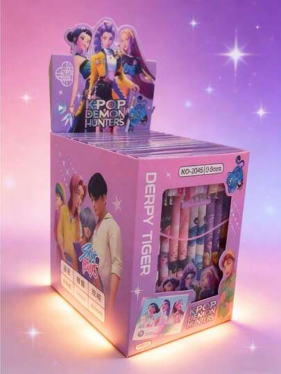 12/24/36/48 Pcs Vibrant K-POP Girl Group Themed Erasable Gel Pens, Durable Student Office Writing Pens